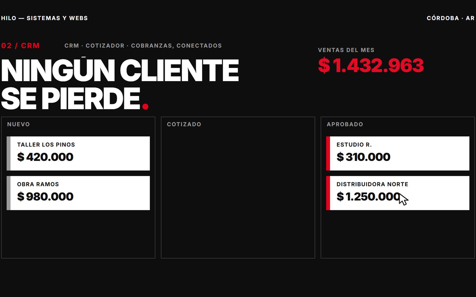 CRM con tablero de ventas